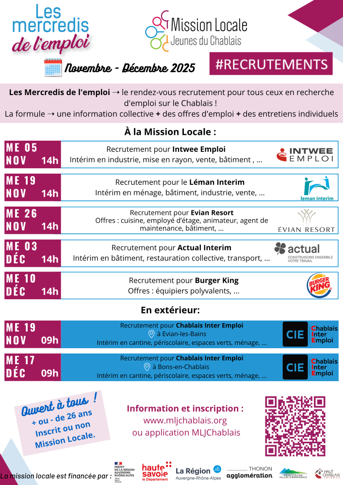 Mercredis de lemploi novembre décembre 2025
